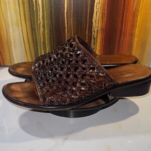 Cole Haan Haleigh Brown Woven Leather Slide Women's Size 10